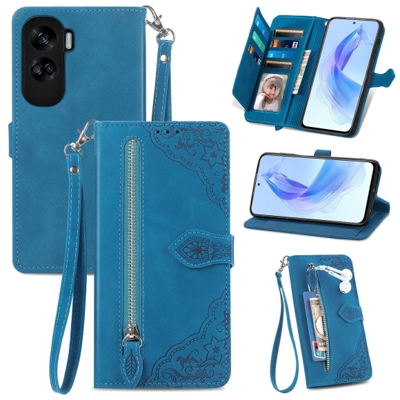 Zipper Wallet Case with Strap Flower Imprint — Basic Cases, Smartwatch 2025