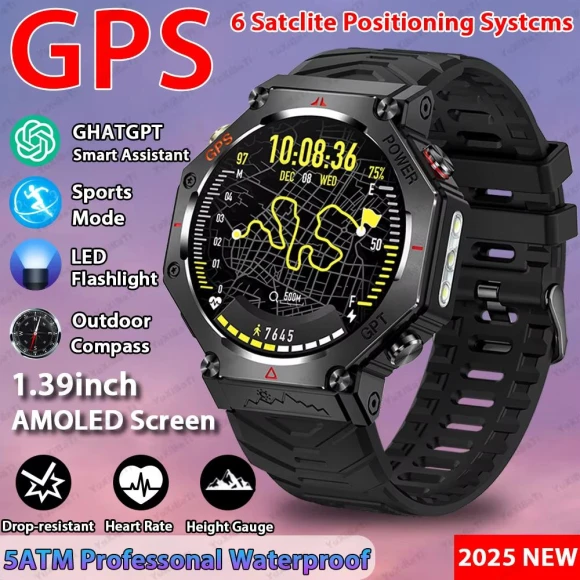 AI Assistant Smartwatch with GPS and Military Sports Design — Smartwatches, Carrefour