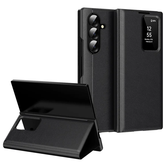 Leather Phone Cover with Card Holder and Smart View Window — Phone Accessories, Smartwatch 2025