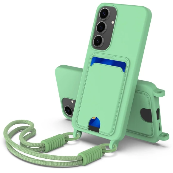 Liquid Silicone Card Holder Phone Back Cover with Short Strap — Back Covers, Smartwatch 2025