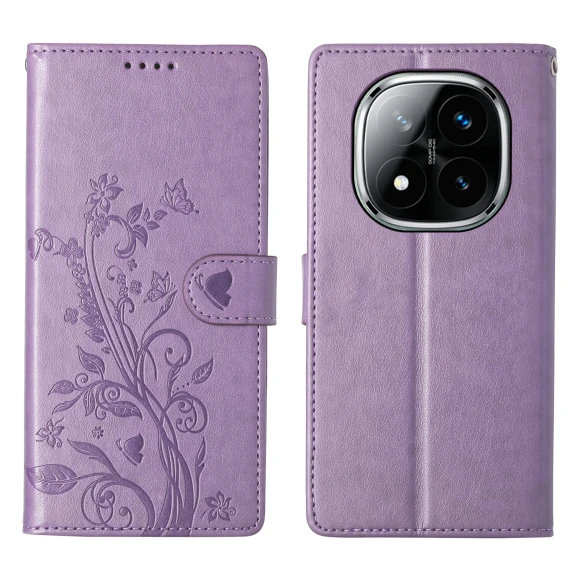Wallet Case Butterfly Floral Imprint PU Leather Phone Cover with Wrist Strap — Phone Accessories, Smartwatch 2025