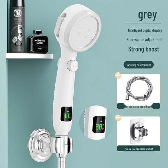 Luxury Smart LED Shower Head Set with Hand Sprayer and Heater — Fixed, Build My Home