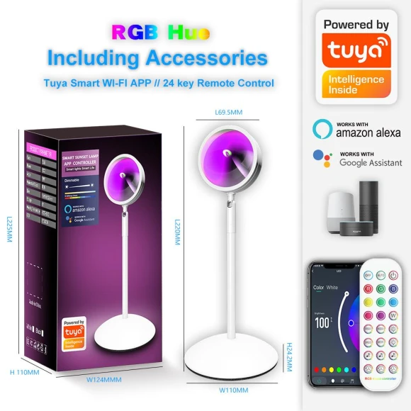 RGB Sunset Projection Lamp with Remote Control — Outdoor Light Projectors, ZIDLI