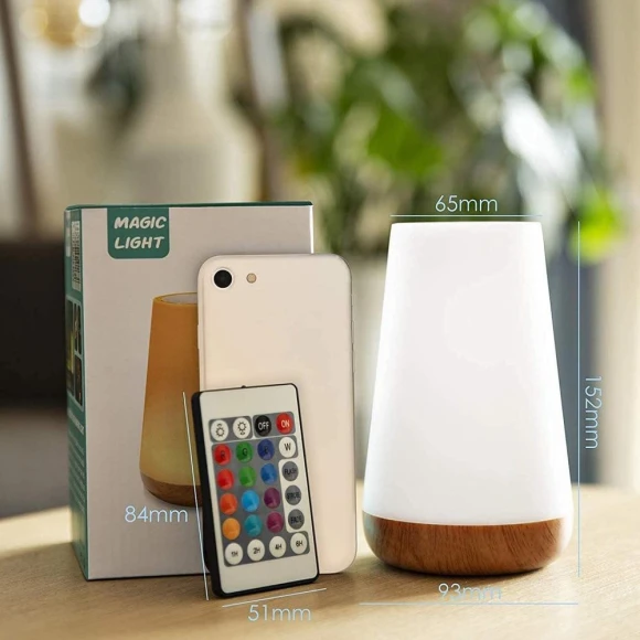 13-Color Touch Night Light with Wood Texture — Bases, Value Vault