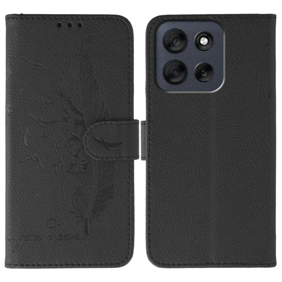 Feather Imprint PU Leather Wallet Phone Cover — Flip Cases, Smartwatch 2025