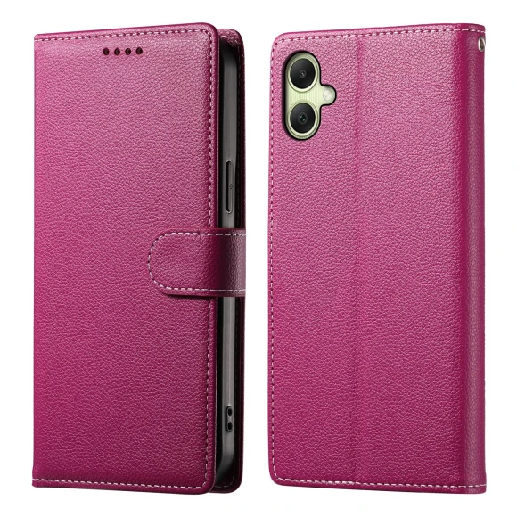 Magnetic Snap Litchi Texture Leather Wallet Phone Cover with Wrist Strap — Phone Accessories, Smartwatch 2025