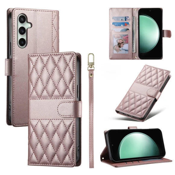 Rhombus Stitching Wallet Stand Leather Phone Cover — Phone Accessories, Smartwatch 2025