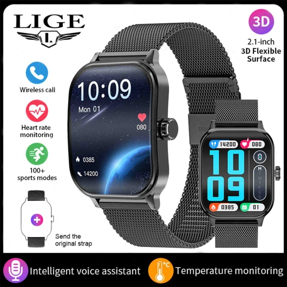 Smart Watch with 2.1 Inch 3D Curved Display — Smartwatches, LIGE