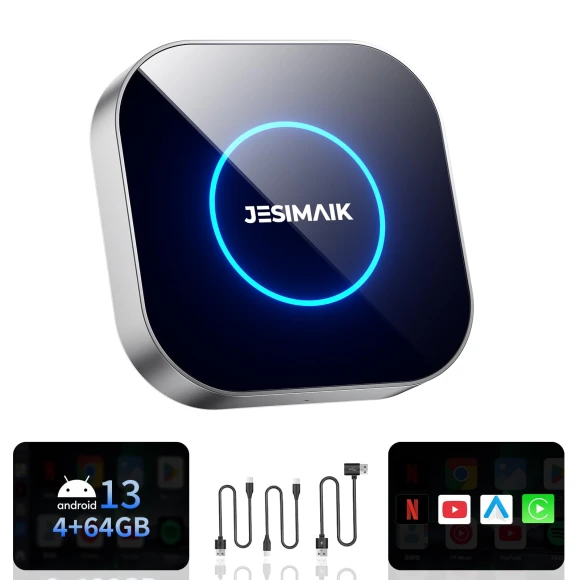 CarPlay AI Box with Android Screen and Wireless App Support — In-Dash, JESIMAIK
