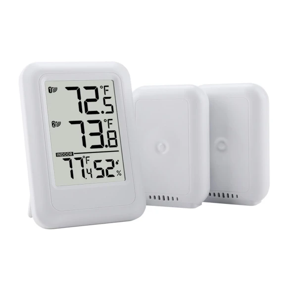 Indoor Outdoors Thermometer with 2 Sensors and 2.56 Inch Display — Barometers, KONNWEI