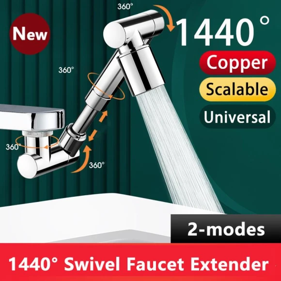 Metal Copper Faucet Aerator Extender with Retractable Swivel Arm — Foam, Mode Closet