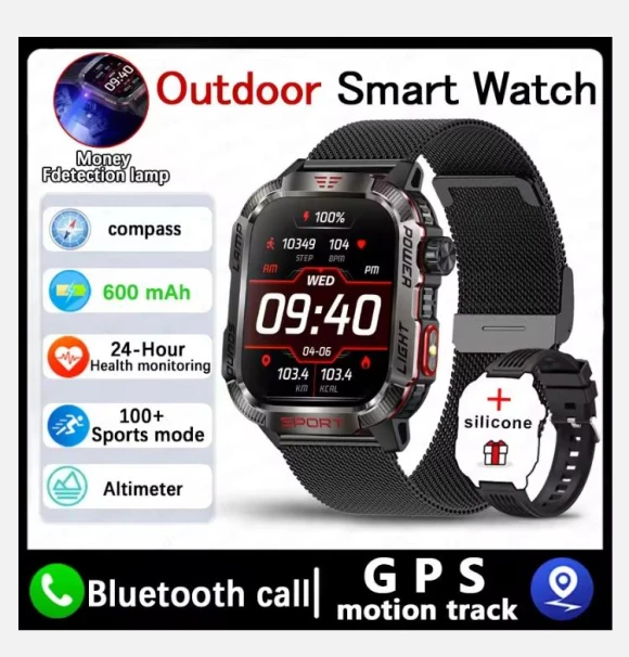 Military GPS Smartwatch with Flashlight and Compass — Smartwatches, Xiaomi