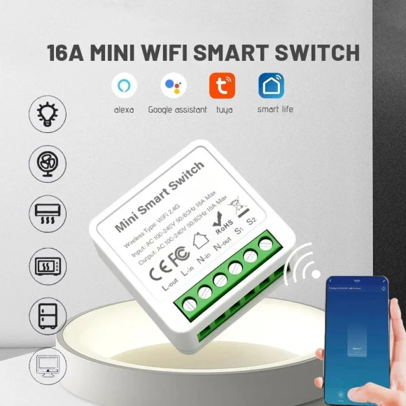 Miniature Smart WiFi Switch with Power Monitor — Dimmer Switches, Tuya
