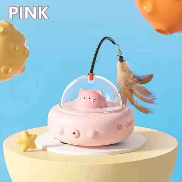 Rechargeable Smart UFO Cat Toy with Rotating Feather — Stress Relievers, Happy Time For kids