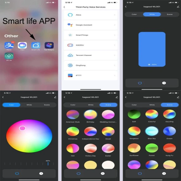 RGB LED Wall Light Up Down Smart Dimmable Indoor Lighting — Foam, Sole Street