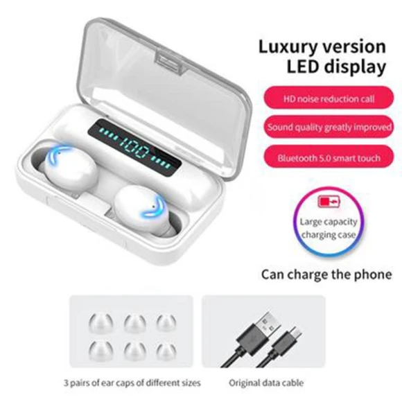 Wireless Bluetooth Earbuds with Touch Control, HiFi Stereo, Waterproof, LED Display — In-Ear Headphones, Popular star