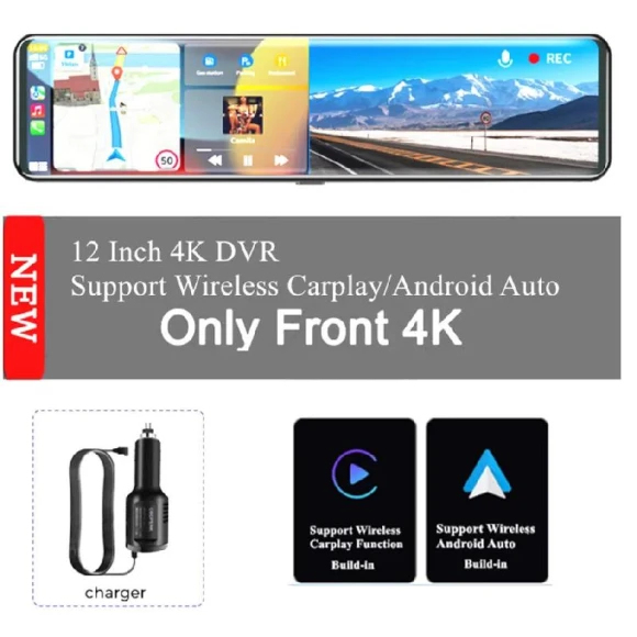 Dash Cam with Touch Screen and Wireless CarPlay/Android Auto Support — Rearview Cameras for Cars, Direct supply Europe