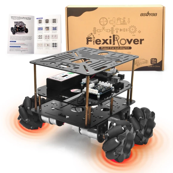 Robot Car Kit with Arduino Mega2560, WiFi Expansion, Mecanum Wheels — Robotics Foundations, OSOYOO