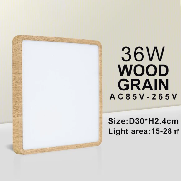 Scandinavian Luxury Smart Ceiling Lamp with Graffiti, White Wood Finish, 36W, Remote Control, Square Design, Cool White... — Fittings, HomeHarmony