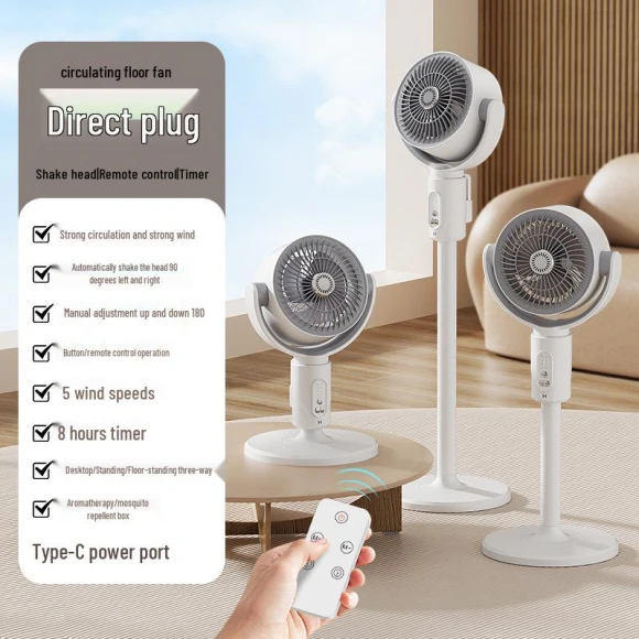 Smart Oscillating Floor Fan with Remote — Foam, GadgetGrip