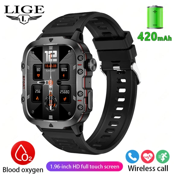 Smartwatch with HD Square Screen, Heart Rate Monitoring, Fitness Tracker — Smartwatches, LIGE