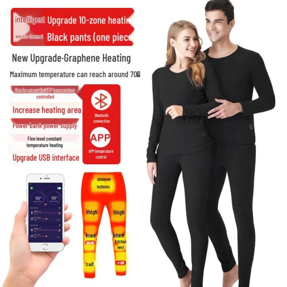 Winter Graphene Heated Thermal Underwear Set with USB Heating — Base Layers, SportSurge