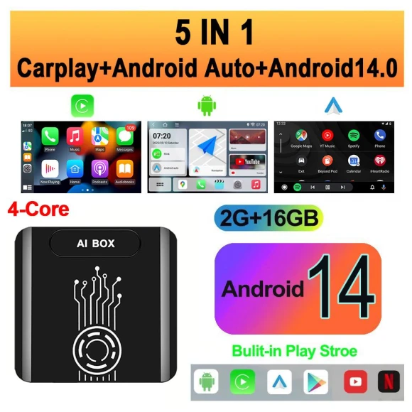 Wireless CarPlay Android Auto AI Box — In-Dash, COOKING-MALL