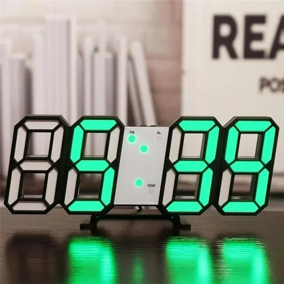 3D Electronic Alarm Clock with Temperature Display — Clocks, TOP MALL-004
