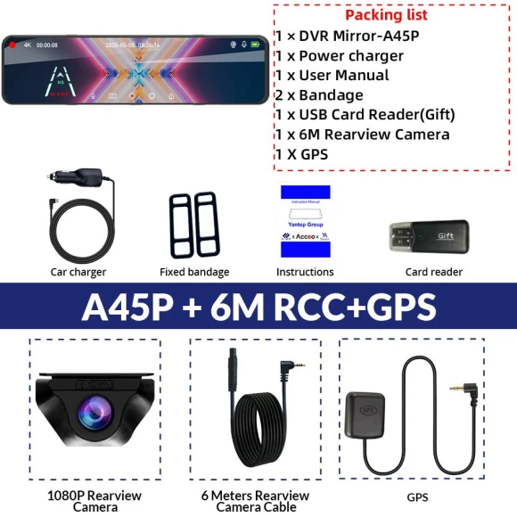 Car DVR with Dual Lens and 4K Video Recording — Dashboard Cameras, E-ACE