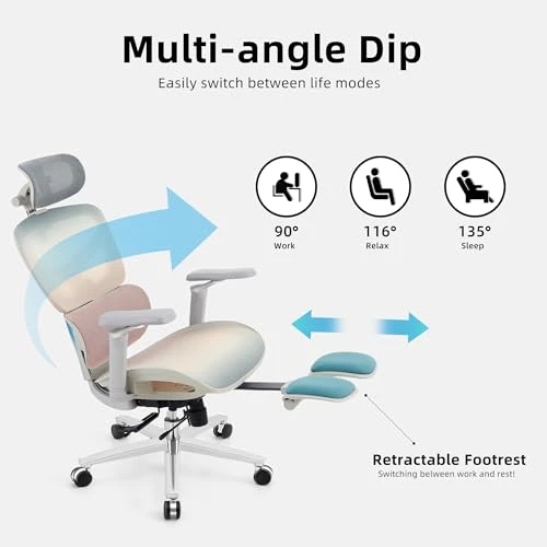 Ergonomic Home Office Desk Chair with Massage Lumbar Support, 4D Headrest & 5D Armrests, Reclining Big and Tall 400 lbs... — Desk Chairs, COTYFLY