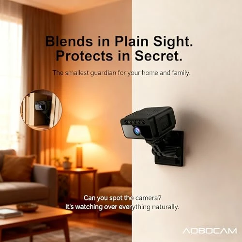 Hidden Camera with Cloud, 4K HD WiFi Mini Spy Camera 150° View Video, Wireless Indoor Surveillance Secret Camera, Smart... — Cameras & Monitors, AOBOCAM