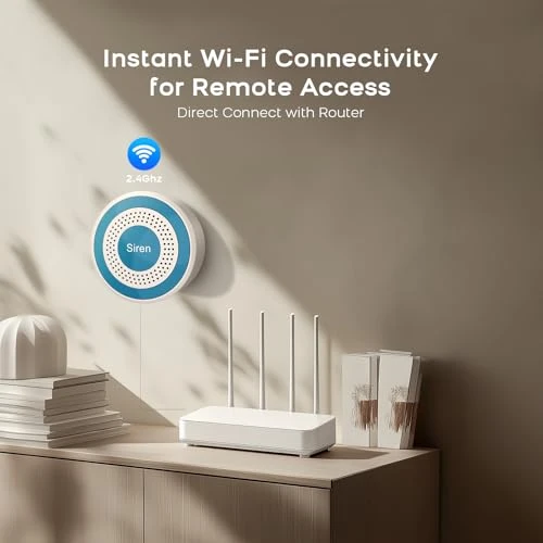 Home Alarm System with Instant App Alerts, 8-Piece Kit, Siren Hub, Motion and Door Sensors, Remote, Works with Alexa — Smart Home Security, PGST