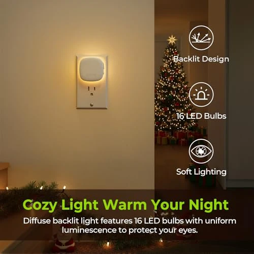 Plug-in LED Backlit Night Light with Motion Sensor & Dusk to Dawn Sensor — Night Lights, AUVON