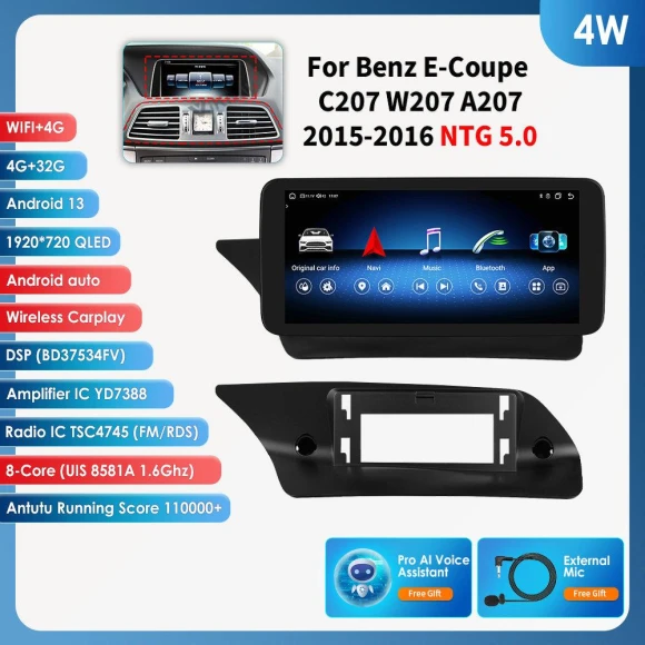 10.25-inch Android 13 Car Multimedia System for Mercedes Benz E-Class — In-Dash, OSSURET