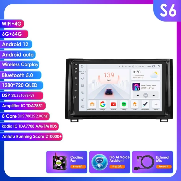 Android Car Stereo with GPS Navigation and Wireless CarPlay — In-Dash, Hizpo