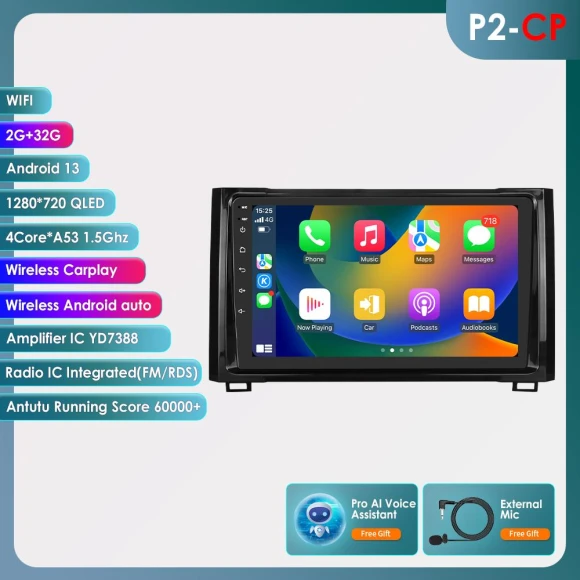 Android Car Stereo with Navigation and Wireless CarPlay — In-Dash, Hizpo