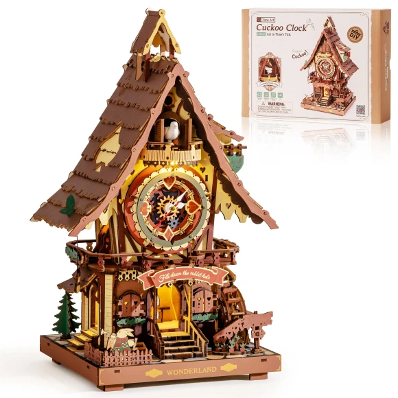 DIY Wooden Cuckoo Clock with Calming Sound and Moving Mechanism — Construction Kits, Robotime