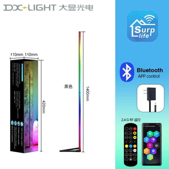 Smart RGBIC Corner Floor Lamp with App and Remote Control — Standing Lights, COOKING-MALL