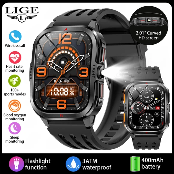 Smartwatch with Curved Display, Bluetooth Calling, and Fitness Tracking — Smartwatches, LIGE