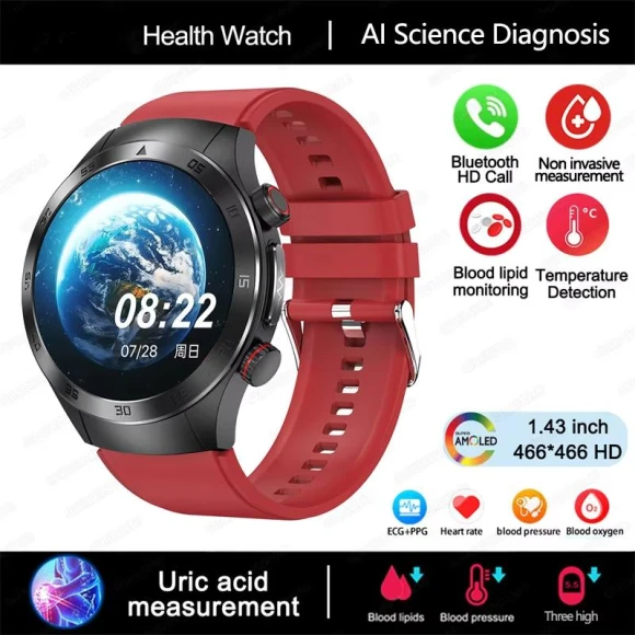 Smartwatch with Laser Therapy, ECG, PPG, Sapphire Glass Screen, Health Monitoring — Smartwatches, QLY Online