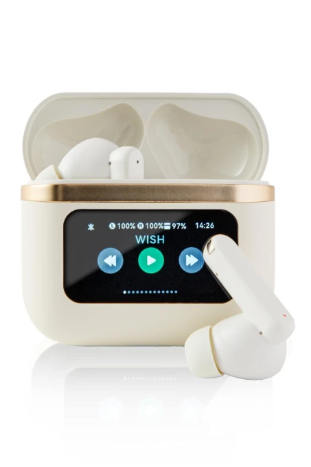 Wireless Bluetooth Noise Cancelling Earbuds with Smart Touch Display — In-Ear Headphones, MIYAKO DENKI