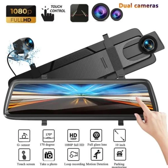 10 Inch Dual Lens Touchscreen Car Dash Camera — Dashboard Cameras, Popular star