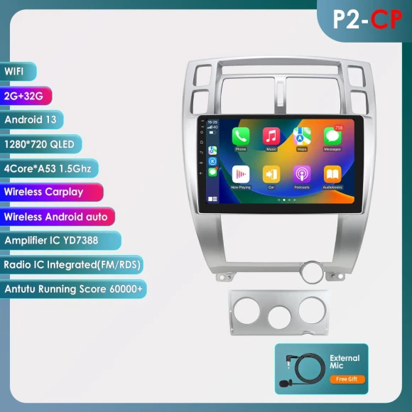 Android Car Radio with AI Screen, GPS Navigation, Wireless CarPlay, and Android Auto — In-Dash, Hizpo