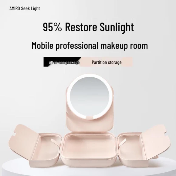 Foldable Smart LED Makeup Mirror — Compact & Travel, AMIRO