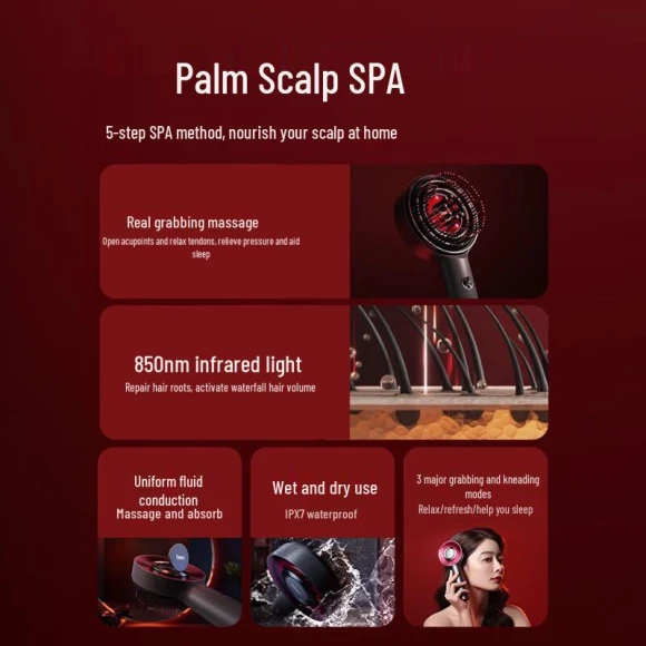 Smart Scalp Massager with Red Light Therapy — Head Relaxation Tools, Breo