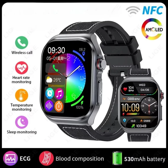 Smartwatch with AMOLED Display, Health Monitoring, and Bluetooth Calling — Smartwatches, QLY Online