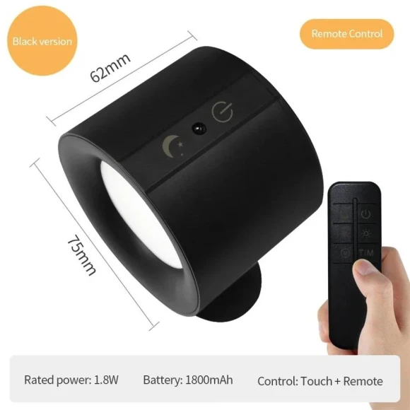 Rechargeable Wall Light with Dual Head, 360 Degree Rotation, Touch Control, Remote — Study & Desk Lighting, Your Department Home