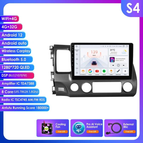 Car Stereo with Android 13, GPS Navigation, and 4G Connectivity — Stereo Receivers, Hizpo