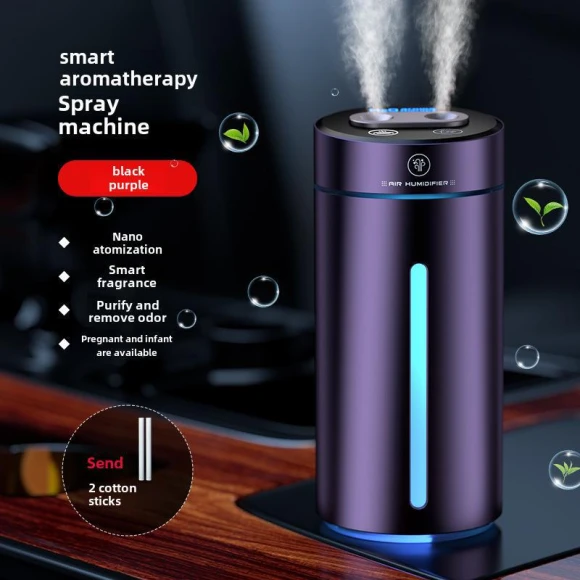 Smart Dual-Nozzle Car & Home Wireless Air Humidifier with Aromatherapy and Surface Atmospheric Lighting — Activated Carbon Air Purifiers, F10