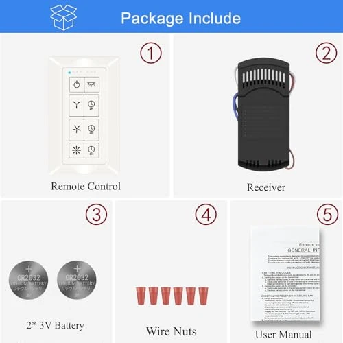 Universal Ceiling Fan Remote Control Kit — Ceiling Fan Wall Controls, UBORSY
